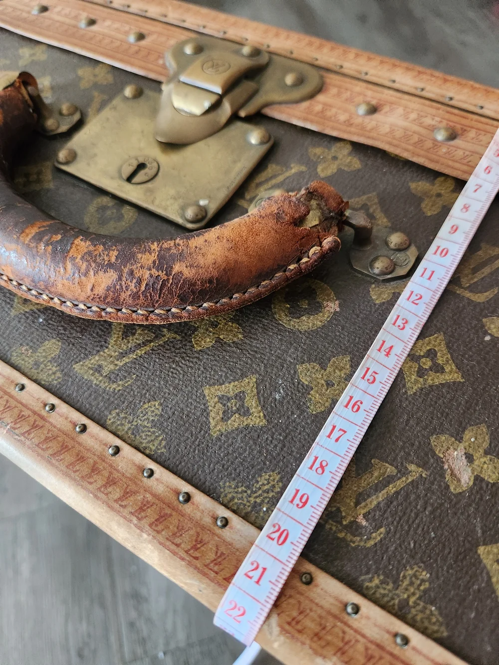 Louis Vuitton Brown Monogram Travel Trunk Panel with Gold Motif